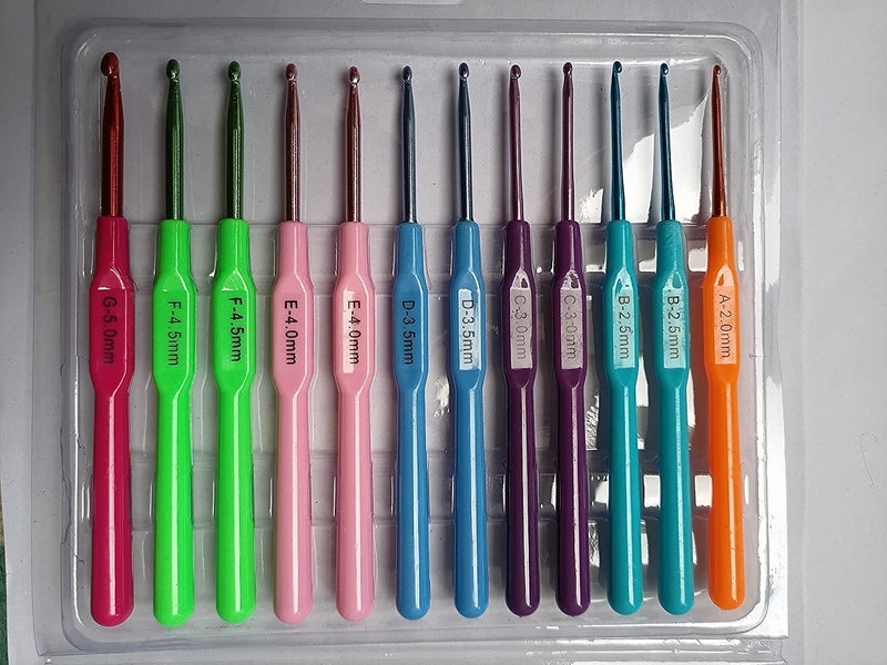 RangTeq Aluminum Crochet Hooks 12pcs Set,Small to Large 2mm-5mm,Round Blunt Yarn Knitting Needles Tool Kit - Image 3