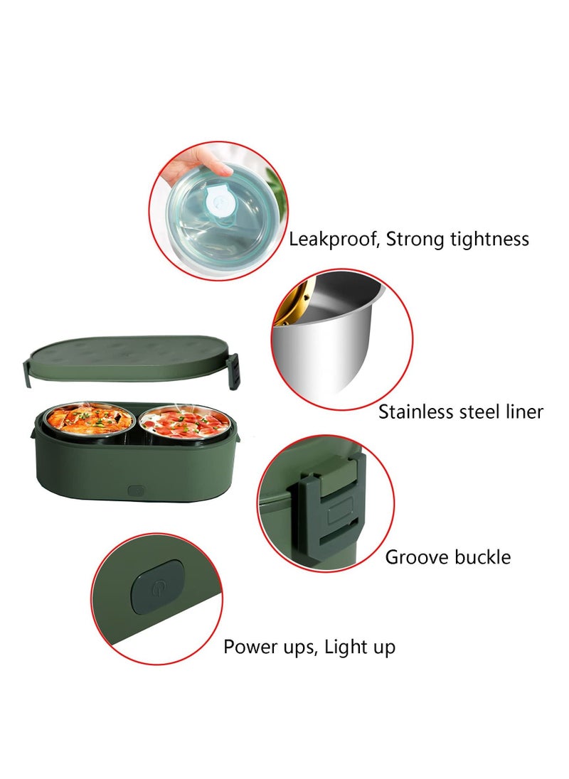 XiuWoo - Electric Lunch Box Food Heater Portable Food Warmer USB 12V for Car Truck for Work Home Heated Lunch Box for Adults Removable 304 Stainless Steel Container - Image 1