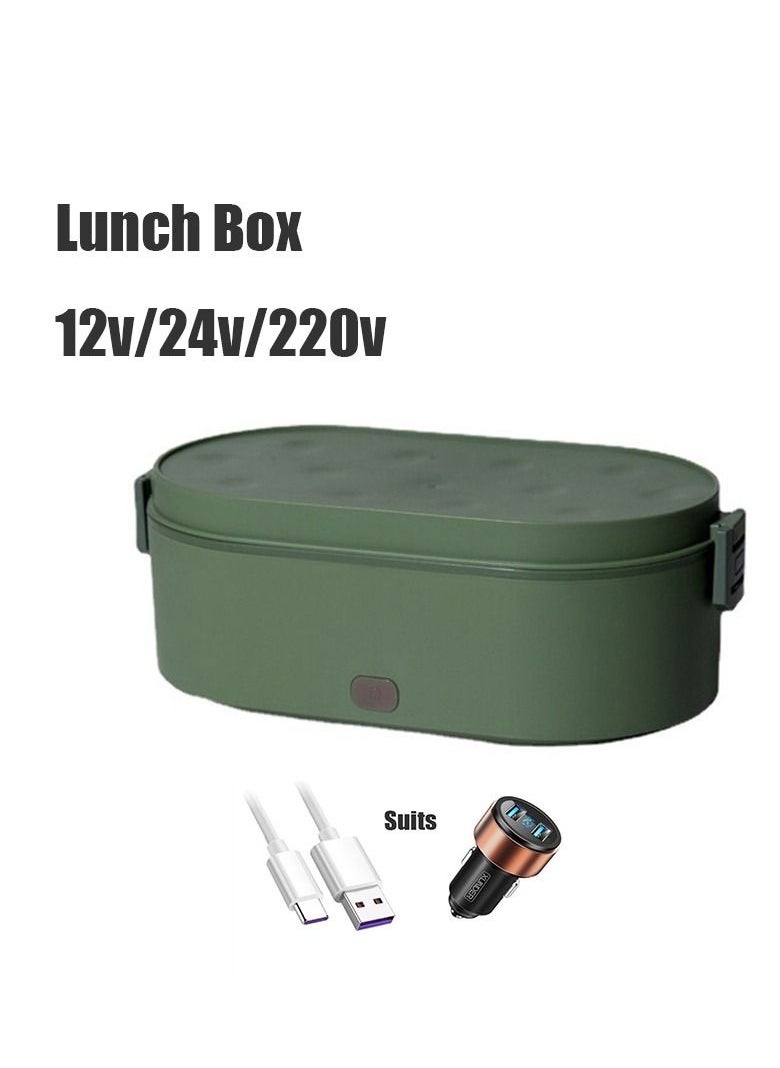 XiuWoo - Electric Lunch Box Food Heater Portable Food Warmer USB 12V for Car Truck for Work Home Heated Lunch Box for Adults Removable 304 Stainless Steel Container - Image 1