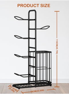 DubaiGallery Ball Sports Equipment Storage Rack, Basketball Shelf, Sports Storage Organiser, Ball Storage Garage, with Double Basket, Organise Toys, Sports Equipment  - Image 3