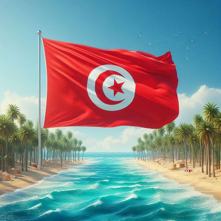 ARS Tunisia Flag - Heavy-Duty 210D Satin, Tunisia Flag for Outdoor/Indoor, Fade Resistant, Flag Day, And Home-Polyester, National Day Sport Day, FIFA World Cup, Indoor & Outdoor Use-Size Available - Image 1