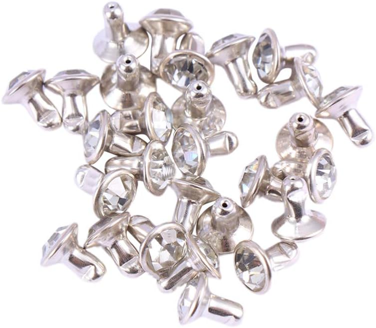 comfrt 100 Pcs Snap Fasteners Kit Metal Diamond Rhinestone Button Snaps Press Studs for Clothes Jackets Jeans Wears Bracelets Bags(White Diamond with Silver Rim) - Image 1