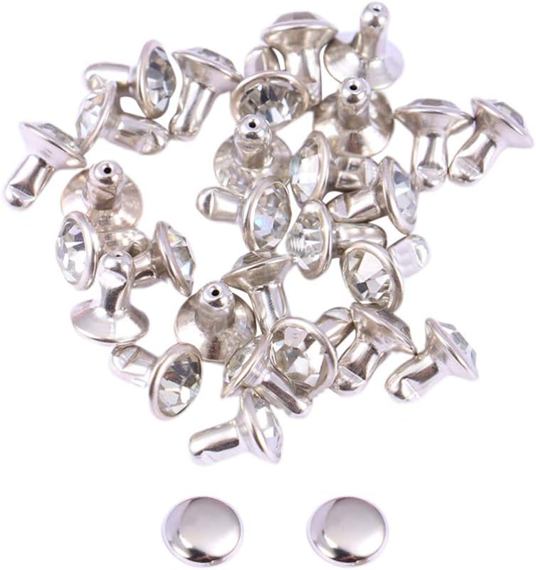 comfrt 100 Pcs Snap Fasteners Kit Metal Diamond Rhinestone Button Snaps Press Studs for Clothes Jackets Jeans Wears Bracelets Bags(White Diamond with Silver Rim) - Image 3