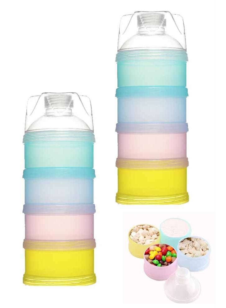 2 PCS 4 Layers Baby Milk Powder Dispenser, Milk Powder Pots,Formula Dispenser Portable Milk Powder Formula Dispenser Container Pot Box Milk Cans Snack Storage Box for Travel (Four-Color) - Image 1