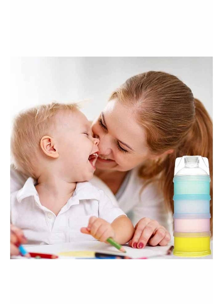 2 PCS 4 Layers Baby Milk Powder Dispenser, Milk Powder Pots,Formula Dispenser Portable Milk Powder Formula Dispenser Container Pot Box Milk Cans Snack Storage Box for Travel (Four-Color) - Image 2