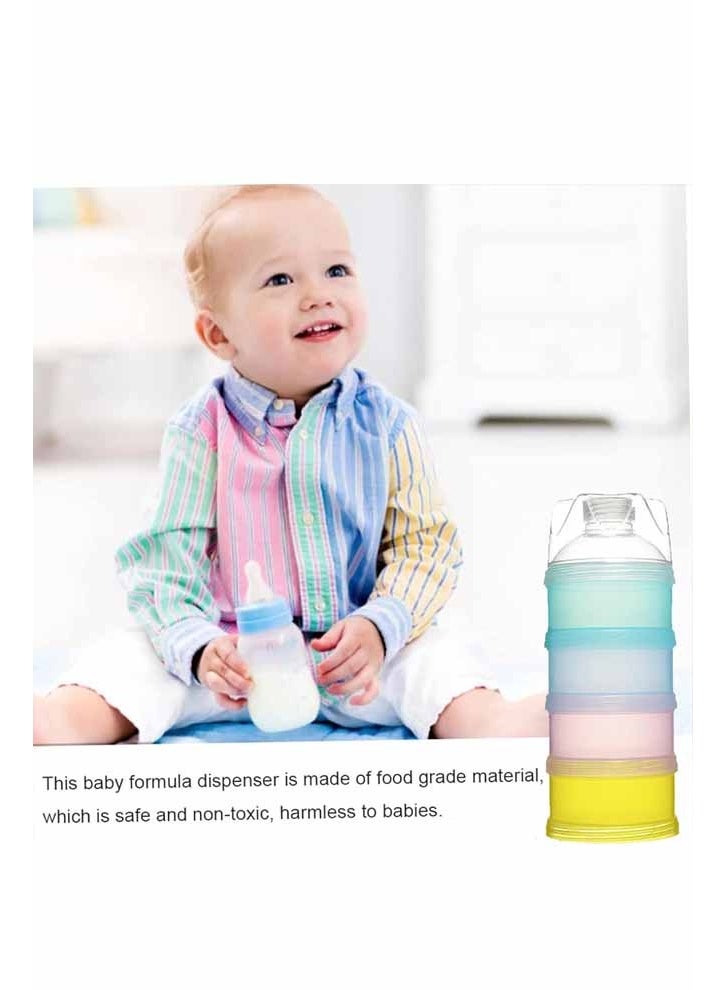 2 PCS 4 Layers Baby Milk Powder Dispenser, Milk Powder Pots,Formula Dispenser Portable Milk Powder Formula Dispenser Container Pot Box Milk Cans Snack Storage Box for Travel (Four-Color) - Image 3