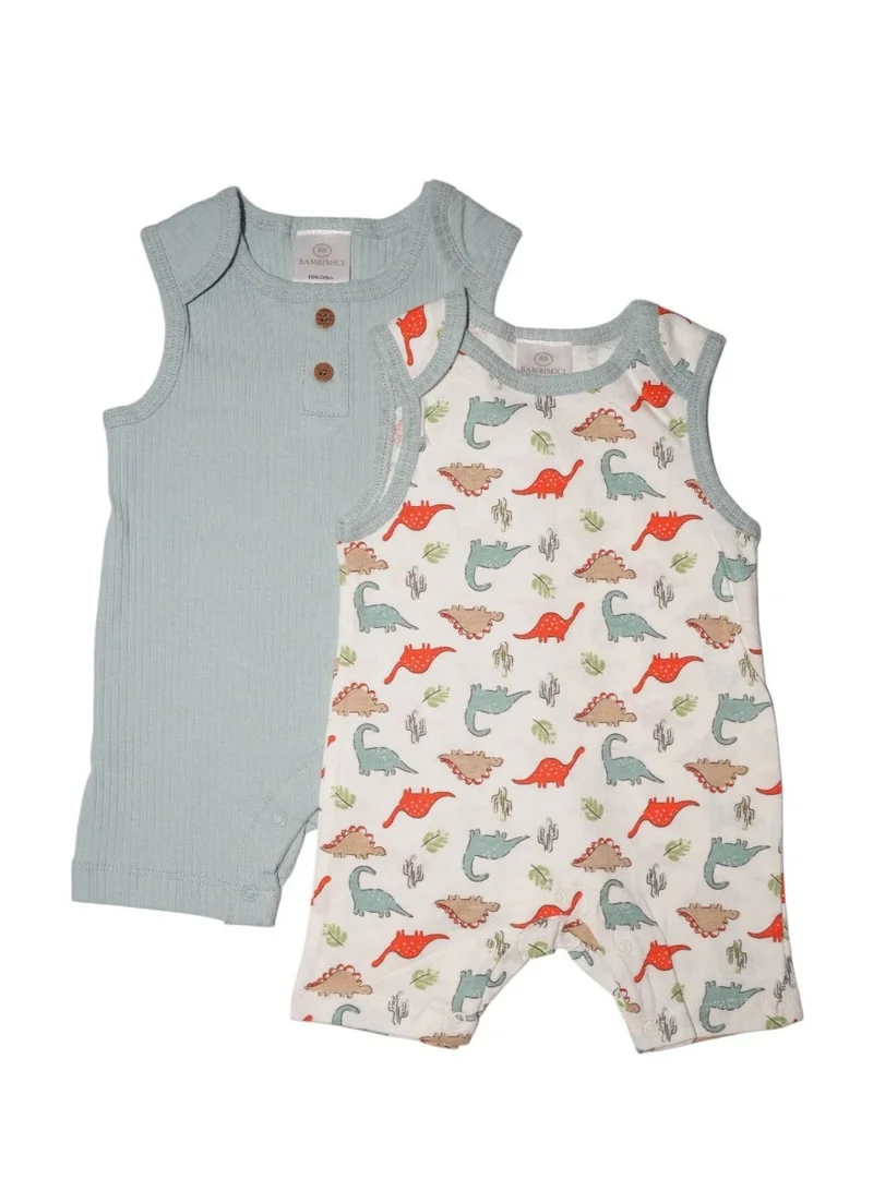بمبىمىشى بامبيميتشي ليام طقم قطعة بلا أكمام بطبعة ديناصور للأطفال - متعدد الألوان