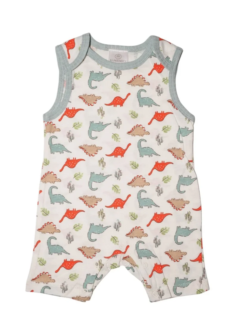 بمبىمىشى Bambimici Liam 2- Piece Sleeveless Dinosaur Printed Baby BodySuit - Multicolor