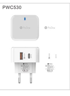 ProOne ProOne 18W PD Fast Charger, Compact Square Design, Dual USB-A & Type-C, QC 3.0, Safe Charging, Compatible with iPhone, Galaxy, iPad, Pixel, Huawei, Xiaomi & More  - Image 2