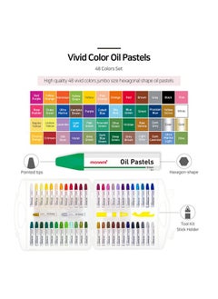 Monami MONAMI Oil Pastels, Jumbo Size Hexagonal Shape Oil Pastels for Kids and Students with Handy Carrying Case, 48 Vivid Colors +2 Extra Pastels (Total 50 Oil Pastels) Pack  - Image 3