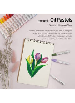 Monami MONAMI Oil Pastels, Jumbo Size Hexagonal Shape Oil Pastels for Kids and Students with Handy Carrying Case, 48 Vivid Colors +2 Extra Pastels (Total 50 Oil Pastels) Pack  - Image 2