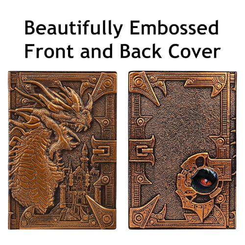 Futhark DND Notebook/Journal - 200 Pages with 3D Bronze Dragon Embossed Faux Leather Cover with Pen and Pen Holder - Ideal for Dungeons & Dragons/D&D. Great RPG Accessories Gift for DM & Players - Image 5