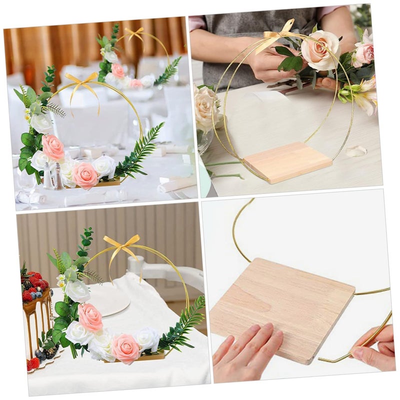إطار إكليل زهري من الذهب المعدني مع قاعدة لتزيين طاولة الزفاف DIY وقطعة مركزية - Image 5