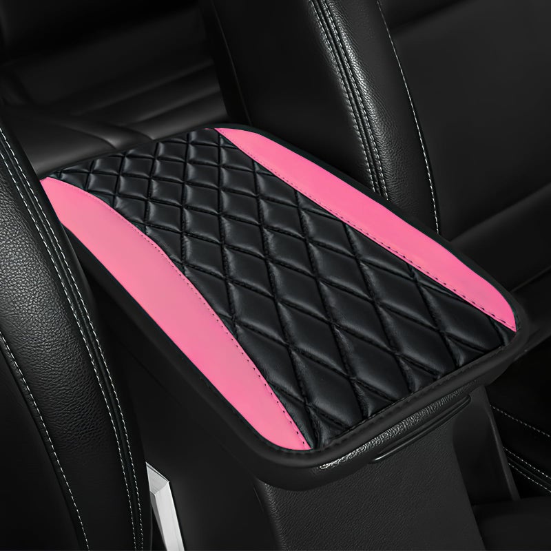 ongfuwu Car Center Console Cushion Pad 1272752 Leather Waterproof Auto Armrest Seat Box Protector Car Center Console Cover Universal Interior Decor Car Accessories for SUV Truck Pink - Image 3