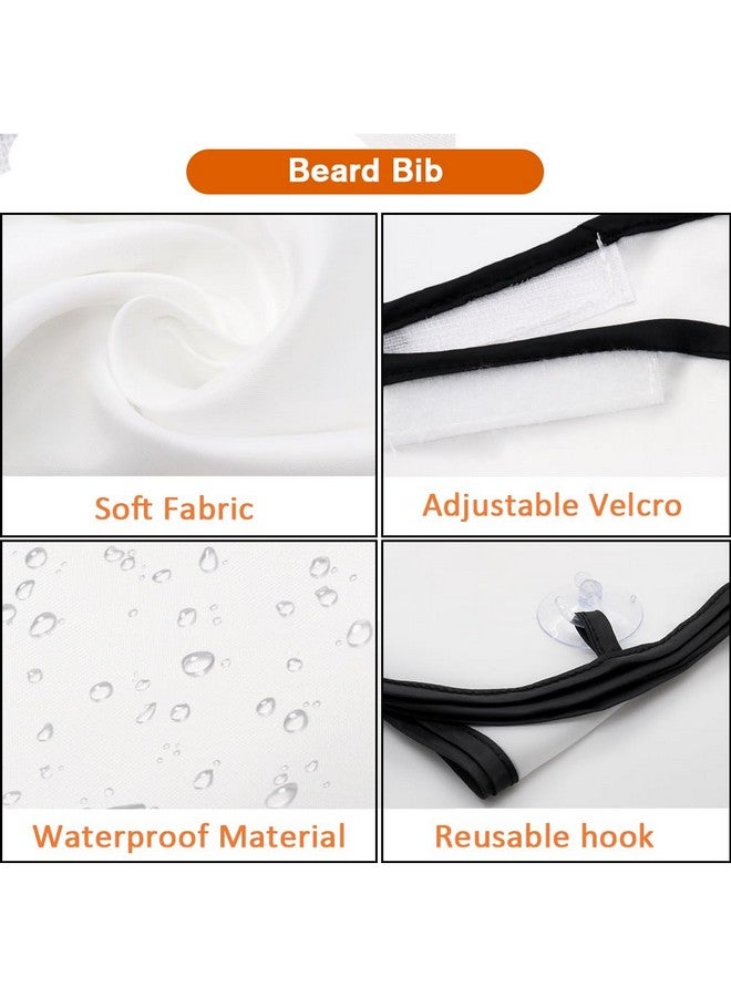 Showvigor Beard Bib Apron For Men Gift Beard Trimming Catcher Bib For Shaving & Hair Clippings Waterproof Nonstick Hair Catcher Grooming Cloth With 2 Suction Cups(White) - Image 5