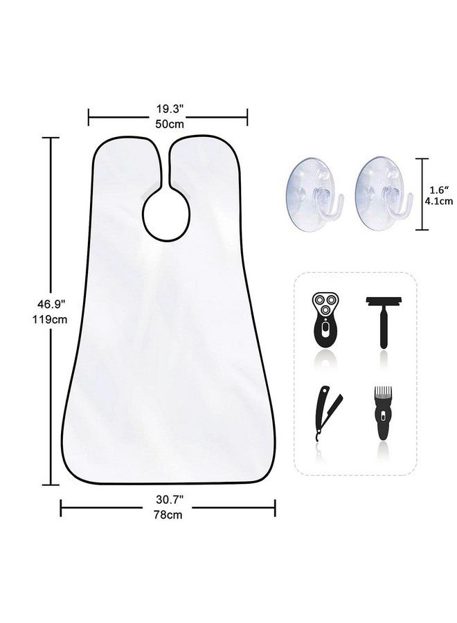 Showvigor Beard Bib Apron For Men Gift Beard Trimming Catcher Bib For Shaving & Hair Clippings Waterproof Nonstick Hair Catcher Grooming Cloth With 2 Suction Cups(White) - Image 3