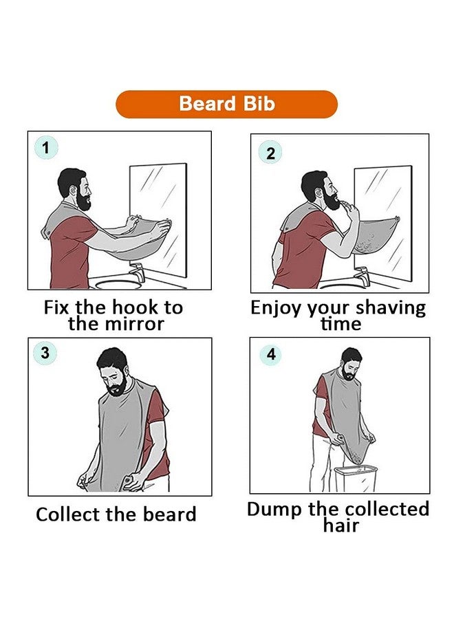 Showvigor Beard Bib Apron For Men Gift Beard Trimming Catcher Bib For Shaving & Hair Clippings Waterproof Nonstick Hair Catcher Grooming Cloth With 2 Suction Cups(White) - Image 4