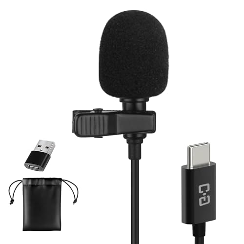 DUNGZDUZ USB C Lavalier Microphone, Omni Condenser Clip-on Mic for iPhone 17/16/15, Samsung, Google, Oneplus, with USB-A for Computer & Laptop, 6.6FT, External Lapel Mic for Youtube, Interview & Podcast - Image 1