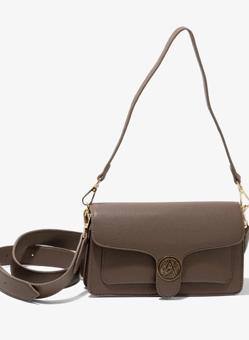 Amica  AMICA AMI Textured Shoulder Bag - Taupe for Women | Best Price UAE