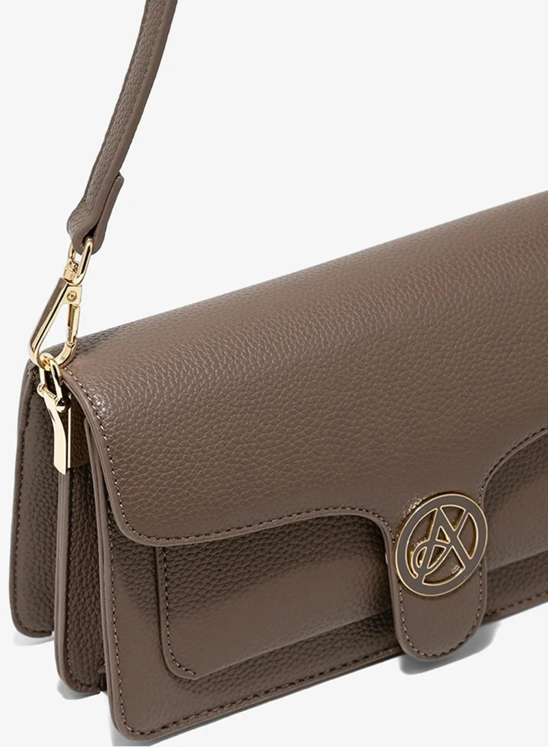 Amica  AMICA AMI Textured Shoulder Bag - Taupe for Women | Best Price UAE