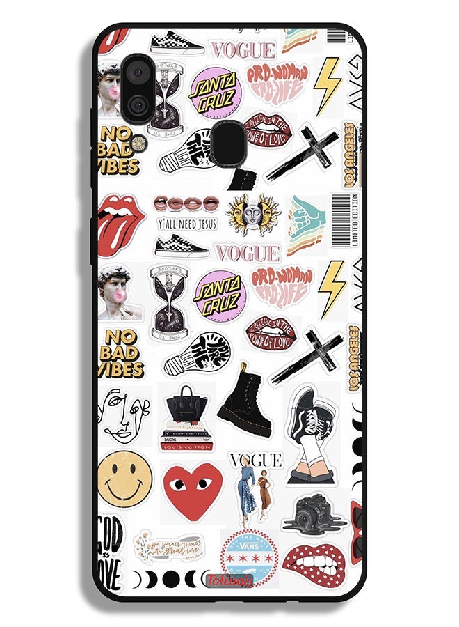 Tolwak Samsung Galaxy A20 Protective Case Cover No Bad Vibes Stickers - Image 1