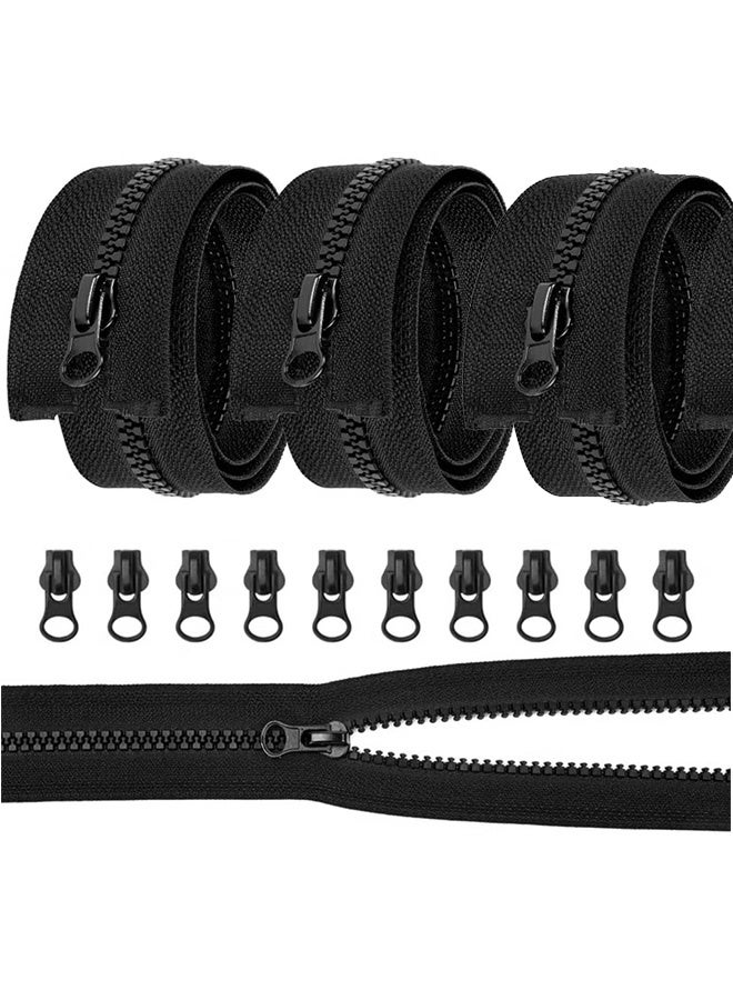 GMORO 3 PCS Resin Coil Zippers, No.5 Resin Open-Ended Zips with 10 PCS Zipper Pulls, 65cm/25.6inch Strong Zippers for Sewing Assorted Sizes, DIY Dressmaking, Bags, Tailor, Craft Supplies - Image 1