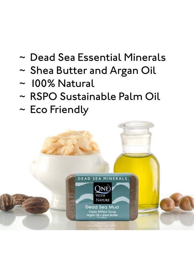 ONE WITH NATURE - Dead Sea Salt Mud 4 Oz Soap 3 Pk Dead Sea Salt Shea Butter Argan Oil Magnesium Sulfur Mineral Soap. All Skin Types Problem Skin. Acne Eczema Psoriasis 100% Natural Therapeutic - Image 1