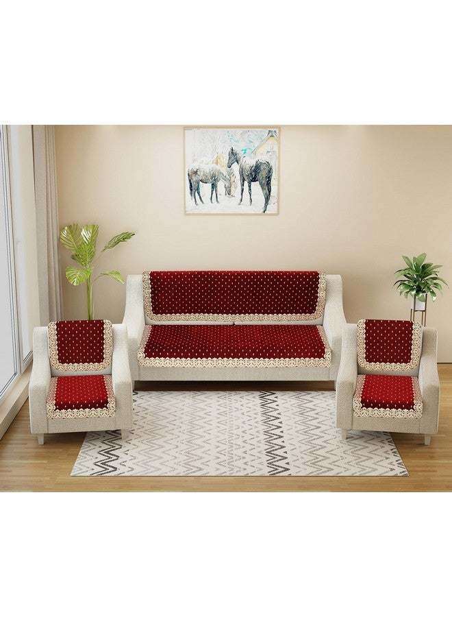 Dazzling DECOR Velvet Sofa Cover Set of 5 Seater - Premium Sofa Covers 3 Seater and 2 Seater Full Cover Set for Couch Seat - Heavy Fabric Sofa Slip Protector with Back Covers, 2801_Maroon - Image 1
