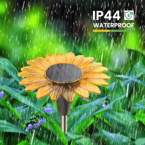 hardoll Sunflower Shaped Solar Lights Outdoor Waterproof, Warm White Decorative Solar Light for Garden, Home & Pathway, Solar Lamp for Lawn, Patio & Decoration,(Pack of 4) - Image 3