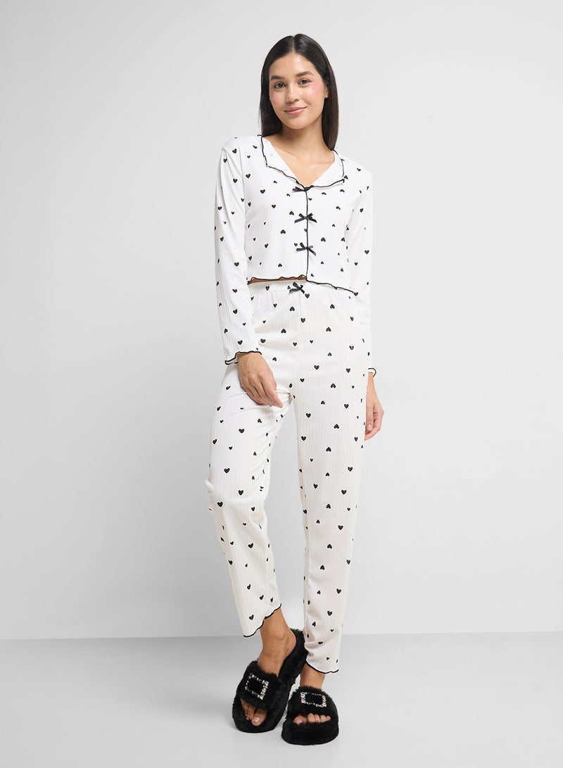 Ginger Heart Print T-Shirt & Pyjama Set  - Image 5