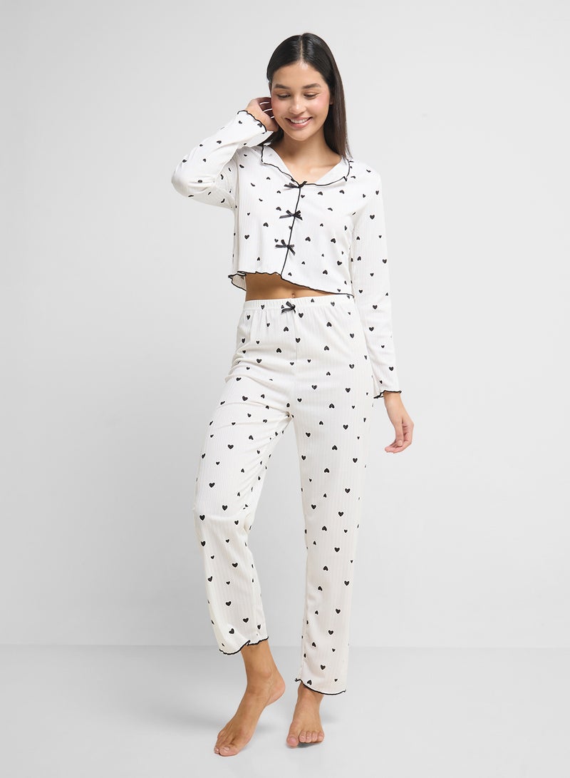Ginger Heart Print T-Shirt & Pyjama Set  - Image 1