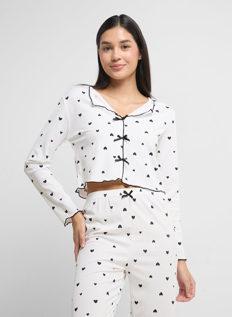 Ginger Heart Print T-Shirt & Pyjama Set  - Image 3