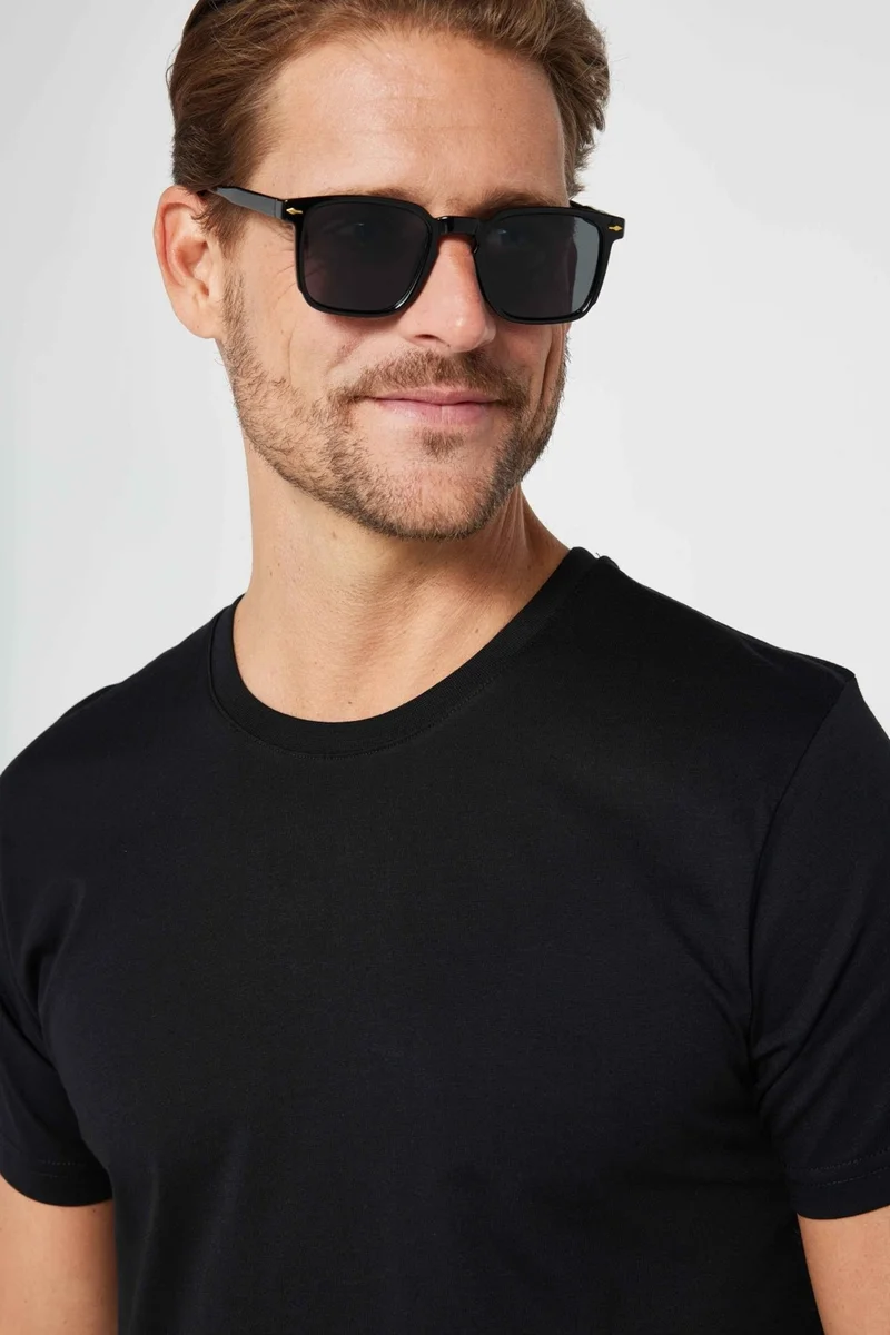 Tudors Men's Slim Fit Slim Cut Organic Cotton Soft Texture Basic Crew Neck T-Shirt