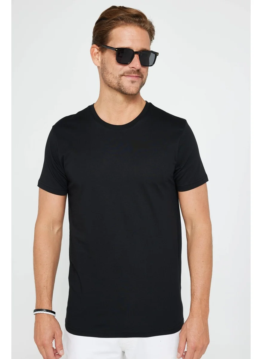 تودورس Men's Slim Fit Slim Cut Organic Cotton Soft Texture Basic Crew Neck T-Shirt