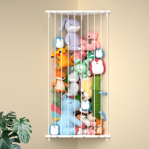 Befayoo Stuffed Animal Storage Shelf OrganizerPatented Corner Stuffed Animal Holder Length Adjustable Wall Plush Storage for Nursery Playroom Bedroom Kids Room White Extra Large - Image 1