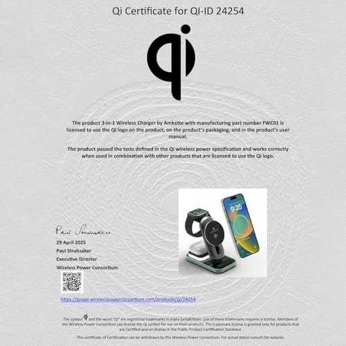 Amkette PowerPro Air 920, 3-in-1 Qi2 Certified 23W Magsafe Wireless Charger for iPhone | Compatible with iPhone 16,15,14,13,12 Series | AirPods 4th,3rd,2nd Gen/Pro | Apple Watch 10/9/8/7/6/5/SE/Ultra - Image 2