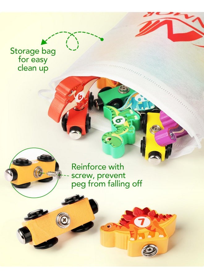 Vanmor Vanmor Wooden Dinosaur Train Set for Toddlers - Magnetic Dinosaur Toys and Number Train, Perfect for Toddler Activities, Birthdays, and Educational Gifts for Boys Aged 3-5,Dinosaur Easter Gift  - Image 5