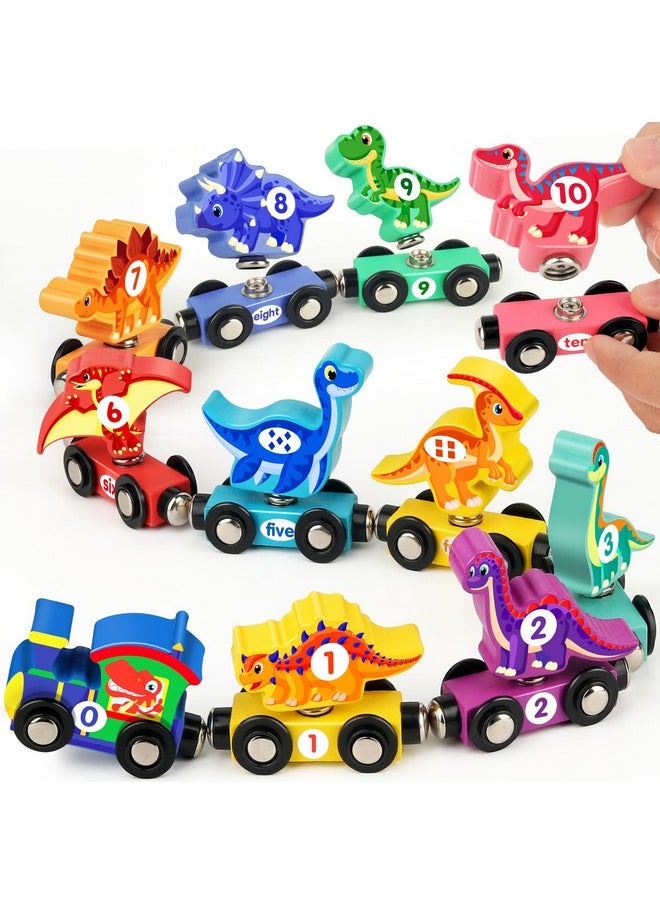 Vanmor Vanmor Wooden Dinosaur Train Set for Toddlers - Magnetic Dinosaur Toys and Number Train, Perfect for Toddler Activities, Birthdays, and Educational Gifts for Boys Aged 3-5,Dinosaur Easter Gift  - Image 1