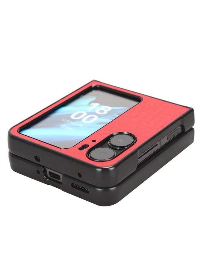 HuHa Case Cover For OPPO Find N2 Flip Crocodile Texture Phone Case(Red) - Image 3