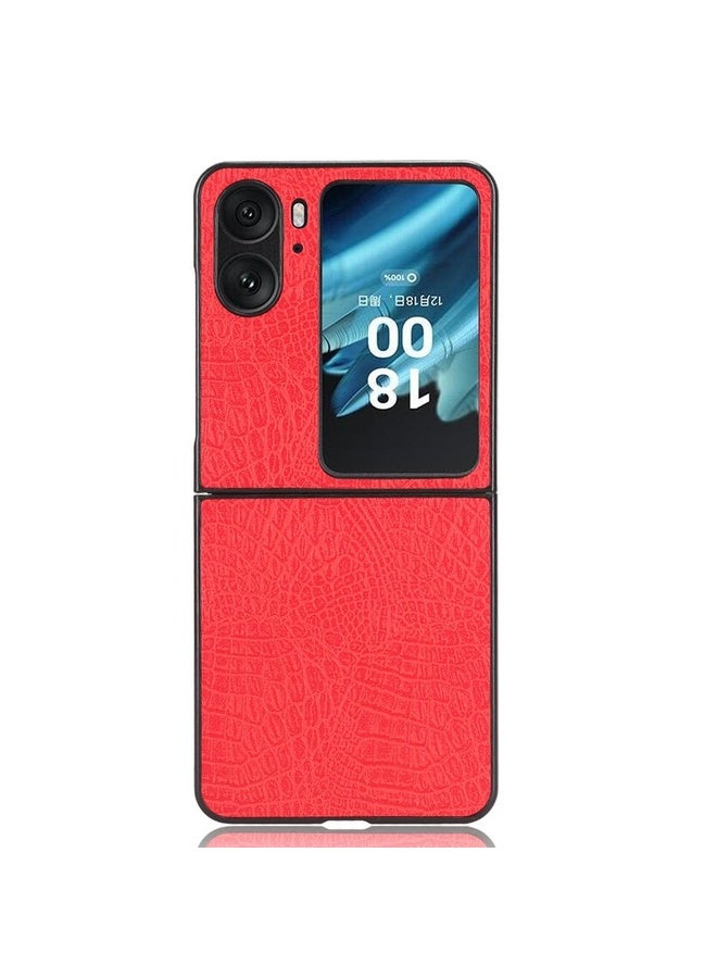 HuHa Case Cover For OPPO Find N2 Flip Crocodile Texture Phone Case(Red) - Image 2