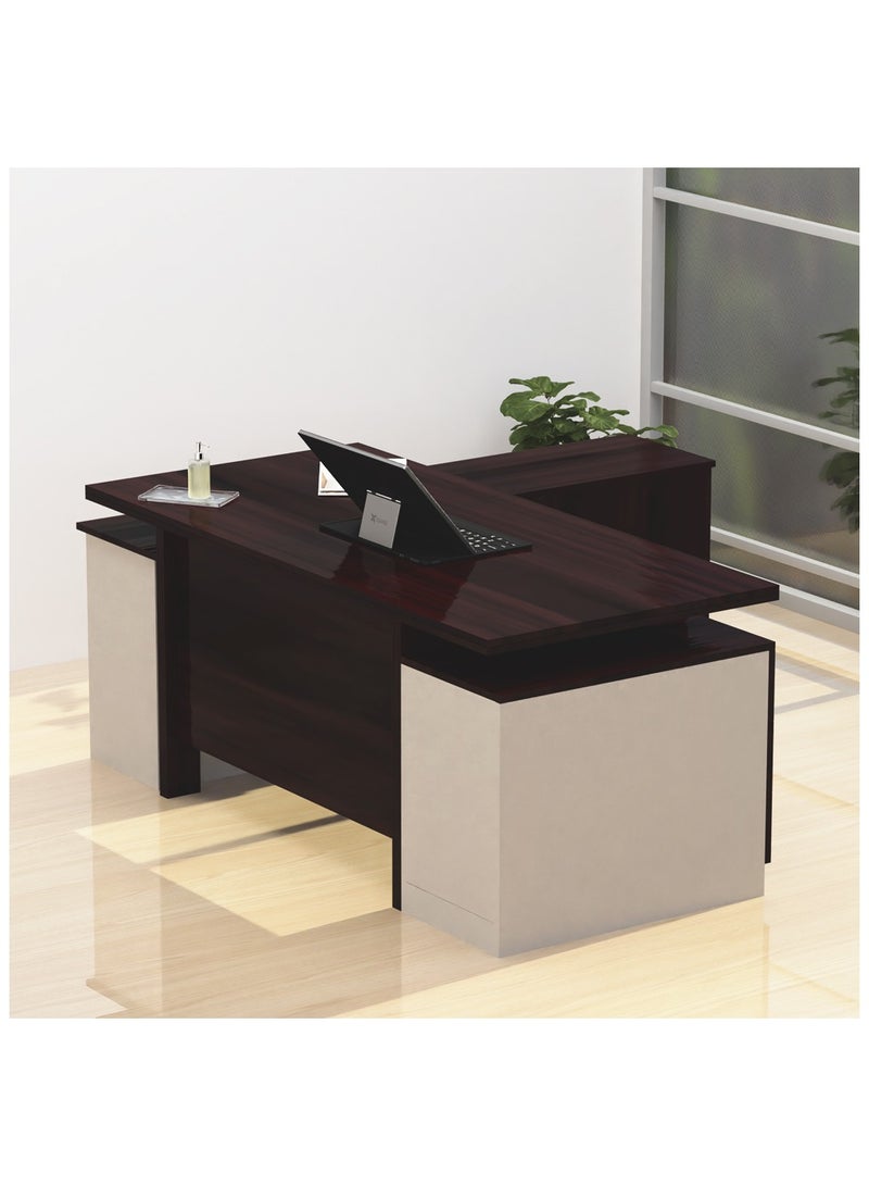 ماهاماي مكتب عمل تنفيذي حديث من مجموعة ماهماي سامتيدا 193 مع خزانة ومكتب كمبيوتر محمول بلمسة نهائية خشبية، مثالي للمنزل والمكتب - لون الجوز الداكن - Image 1