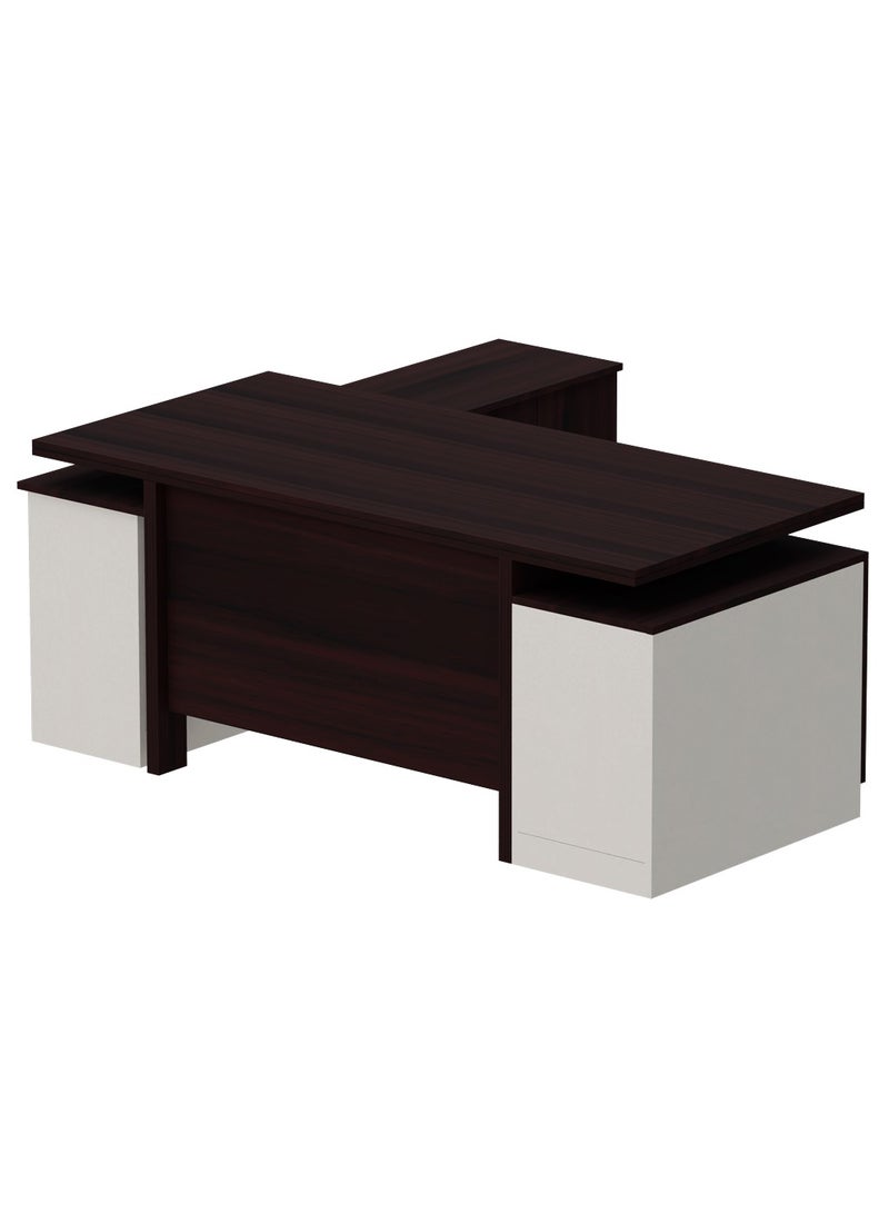 ماهاماي مكتب عمل تنفيذي حديث من مجموعة ماهماي سامتيدا 193 مع خزانة ومكتب كمبيوتر محمول بلمسة نهائية خشبية، مثالي للمنزل والمكتب - لون الجوز الداكن - Image 2