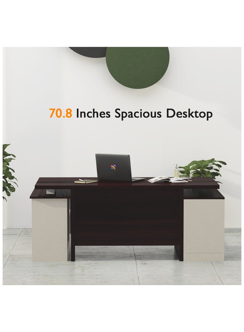 ماهاماي مكتب عمل تنفيذي حديث من مجموعة ماهماي سامتيدا 193 مع خزانة ومكتب كمبيوتر محمول بلمسة نهائية خشبية، مثالي للمنزل والمكتب - لون الجوز الداكن - Image 5