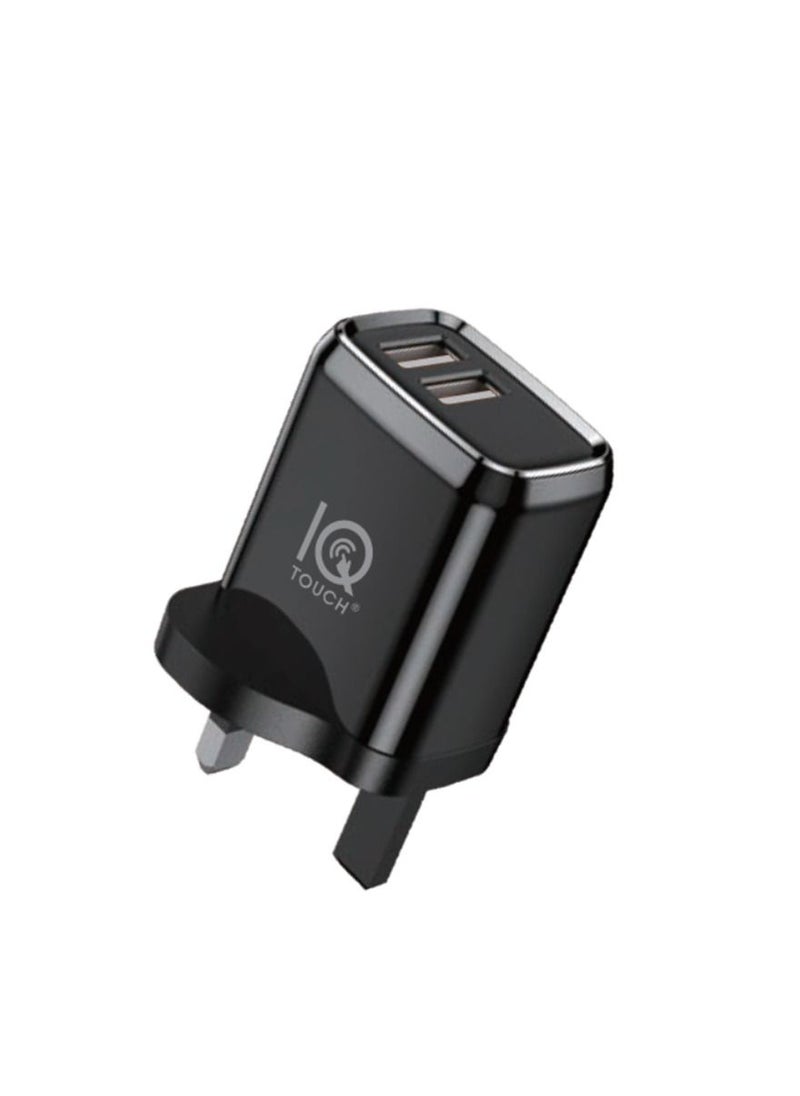 IQ TOUCH IQ TOUCH 2P Dual USB Ports Fast Wall Charger 2.4A, Black  - Image 3
