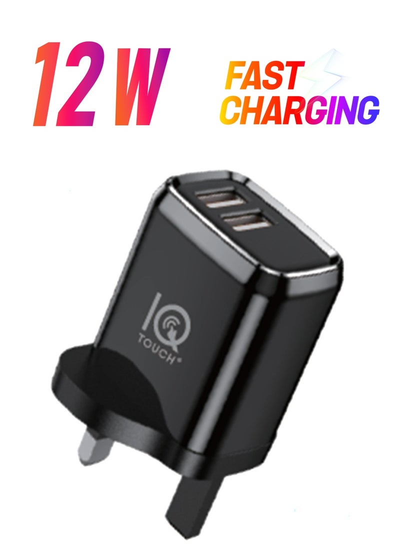 IQ TOUCH IQ TOUCH 2P Dual USB Ports Fast Wall Charger 2.4A, Black  - Image 1