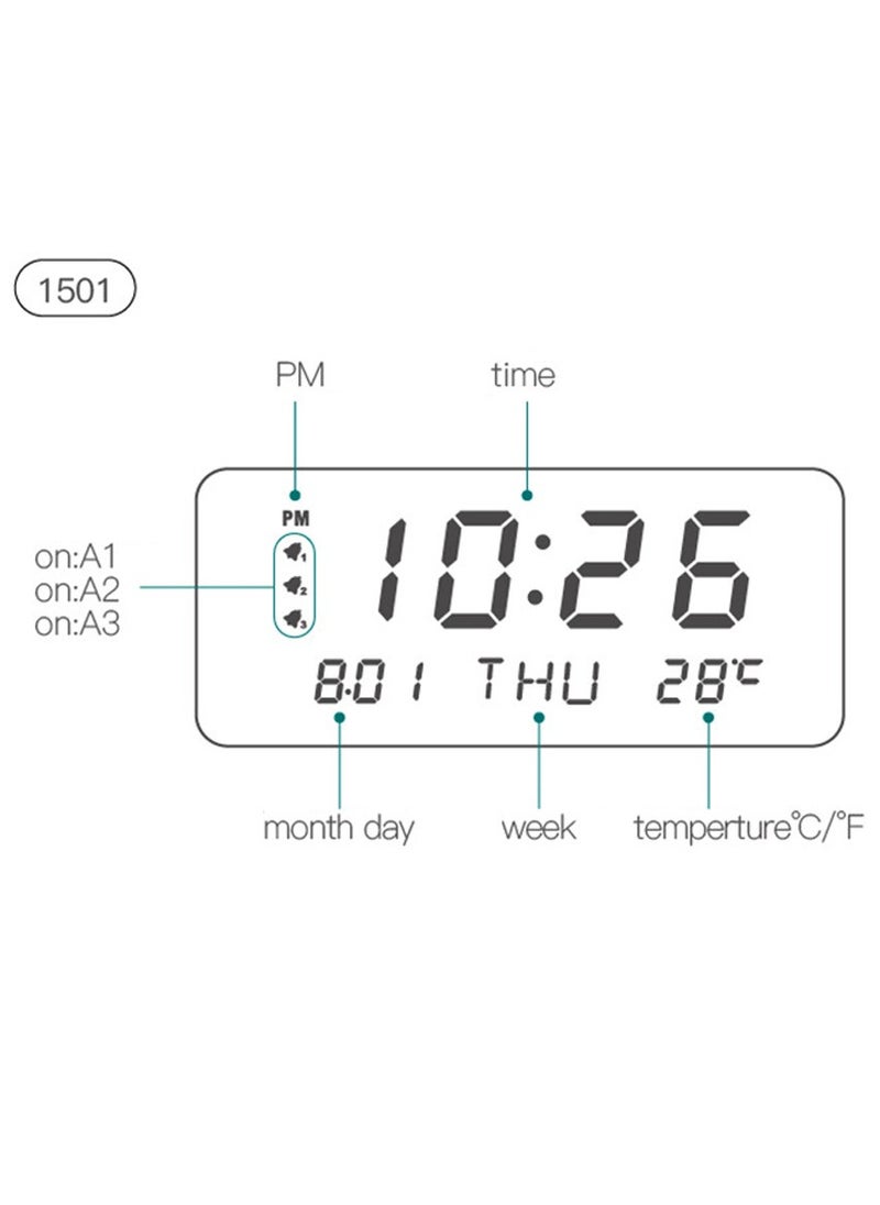 Crony 1501 LED Perpetual Calendar Week Wooden Alarm Clock Thermometer Weekday Alarm Clock  - Image 5