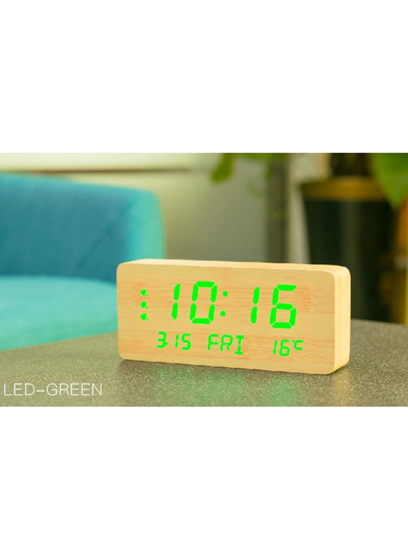 Crony 1501 LED Perpetual Calendar Week Wooden Alarm Clock Thermometer Weekday Alarm Clock  - Image 4