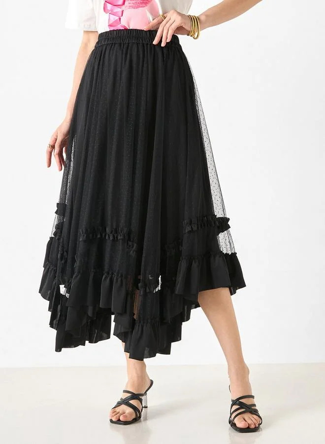 2Xtremz 2Xtremz Asymmetric Skirt with Ruffle Detail and Elasticated Waistband