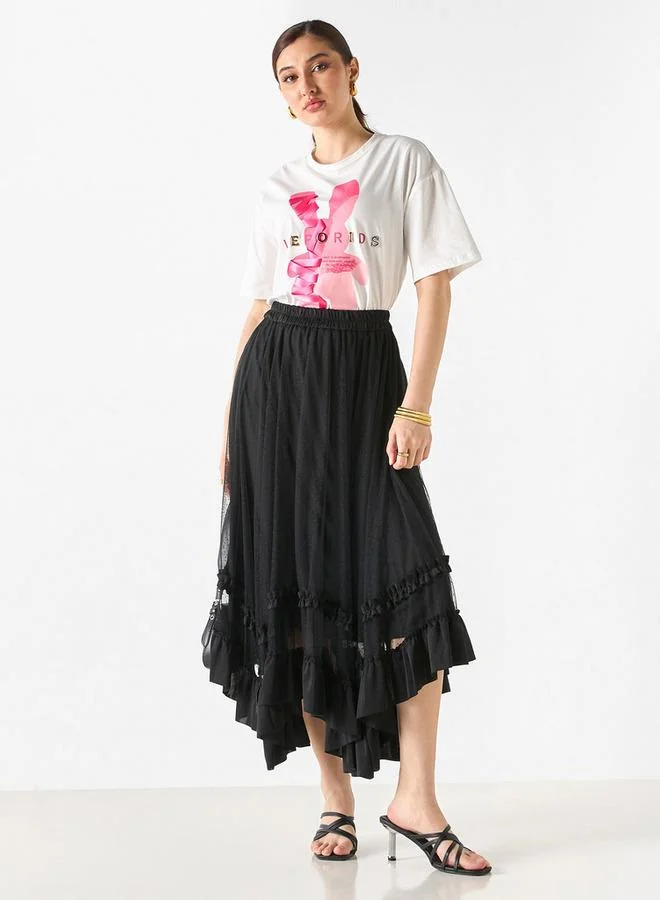 2Xtremz 2Xtremz Asymmetric Skirt with Ruffle Detail and Elasticated Waistband