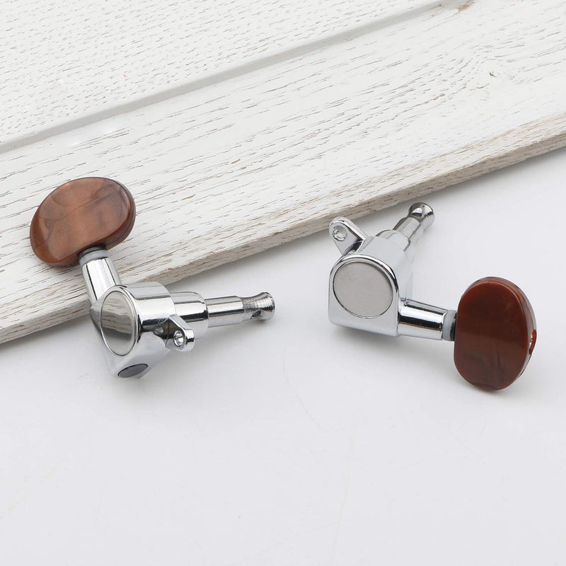 Swhmc 3R 3L Acoustic Electric Guitar Pegs String Tuners Keys Machine Heads Locking Knobs Silver - Image 4